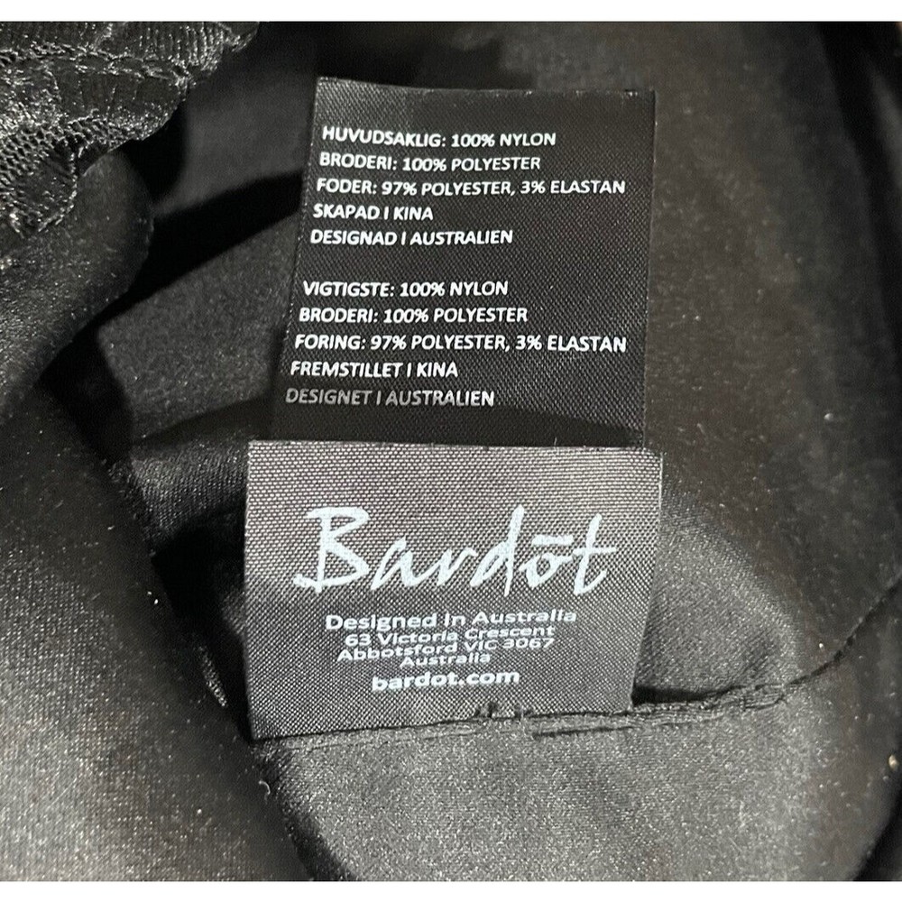 Bardot Sheath Dress Womens 10 Midi Black Lace‎ V-Neck Lined - Picture 8 of 9